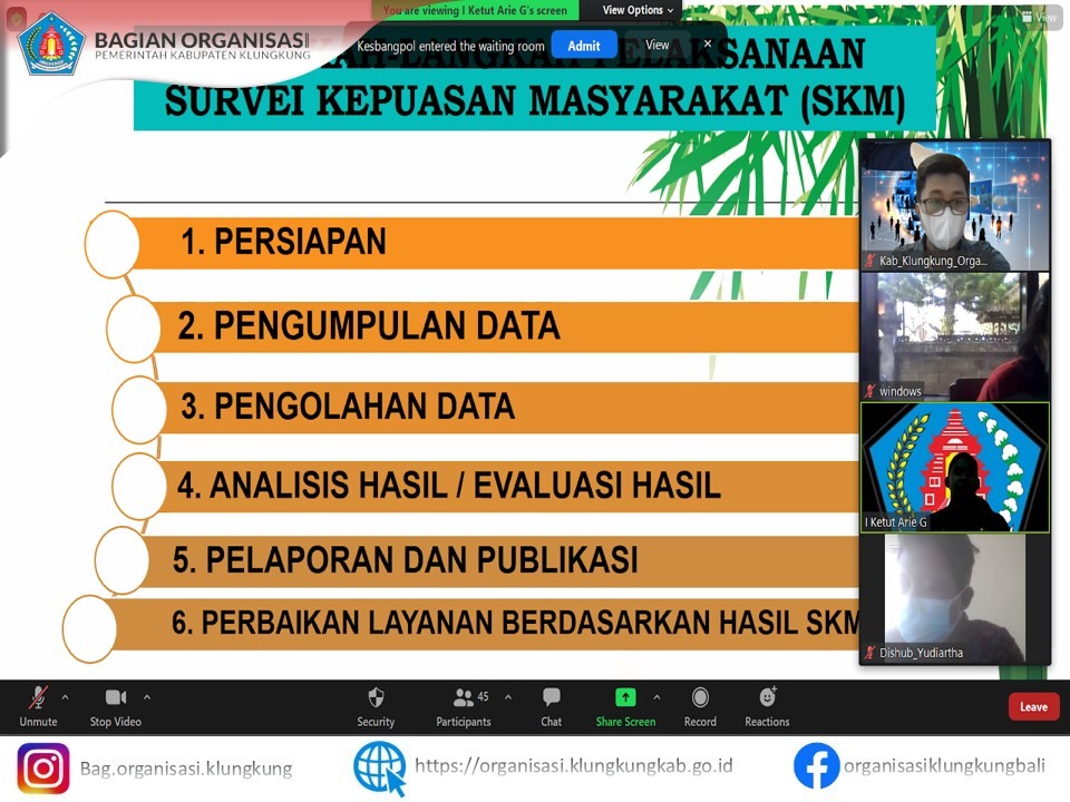 Sosialisasi Survei Kepuasan Masyarakat (SKM) Di Lingkungan Pemerintah Daerah Kabupaten Klungkung