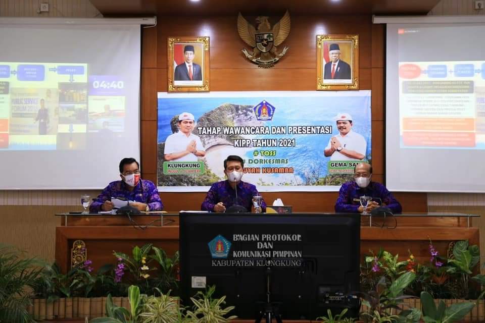 Sesi Presentasi dan Wawancara Dalam Kompetisi Inovasi Pelayanan Publik (KIPP) 2021 Untuk 3 Inovasi Pemerintah Kab. Klungkung