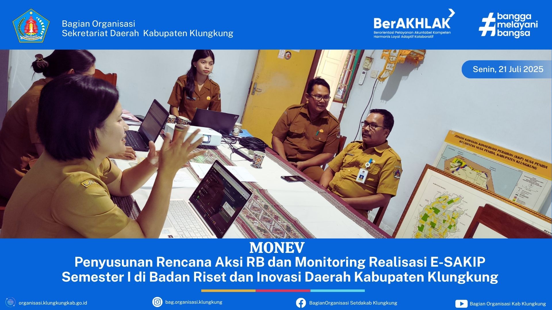 Penyusunan Rencana Aksi RB dan Monitoring Realisasi E-SAKIP Semester I di Badan Riset dan Inovasi Daerah Kabupaten Klungkung
