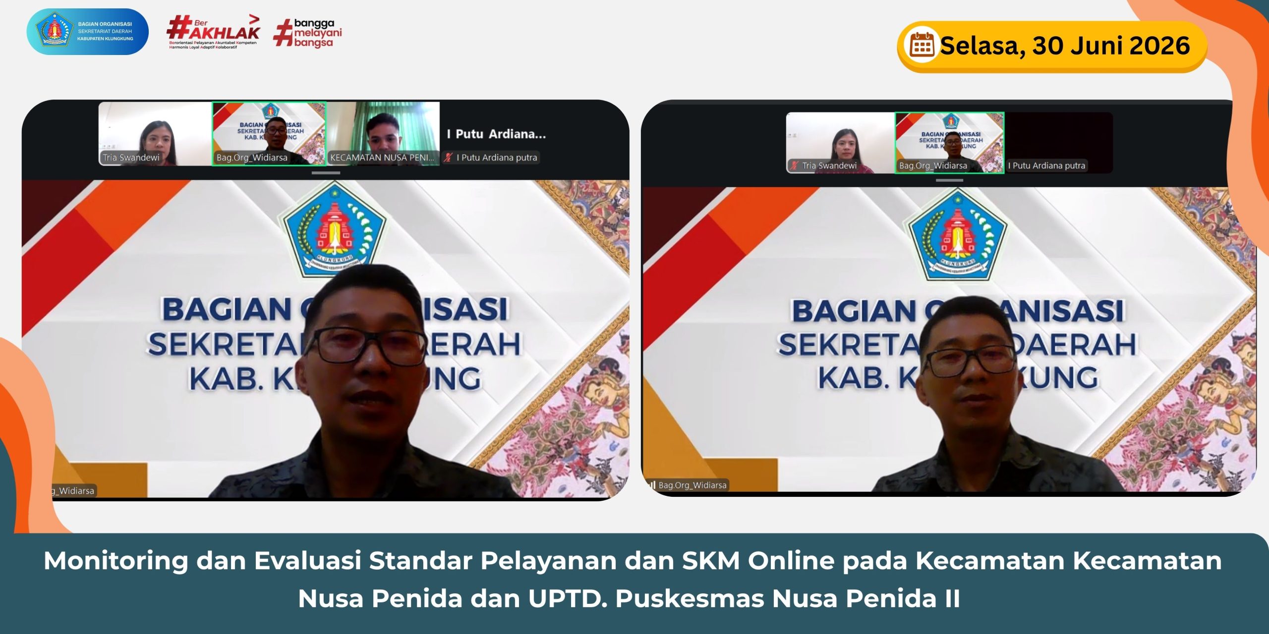 Bagian Organisasi Setda Kabupaten Klungkung melakukan Monev Standar Pelayanan pada Kecamatan Nusa Penida dan Puskesmas Nusa Penida II